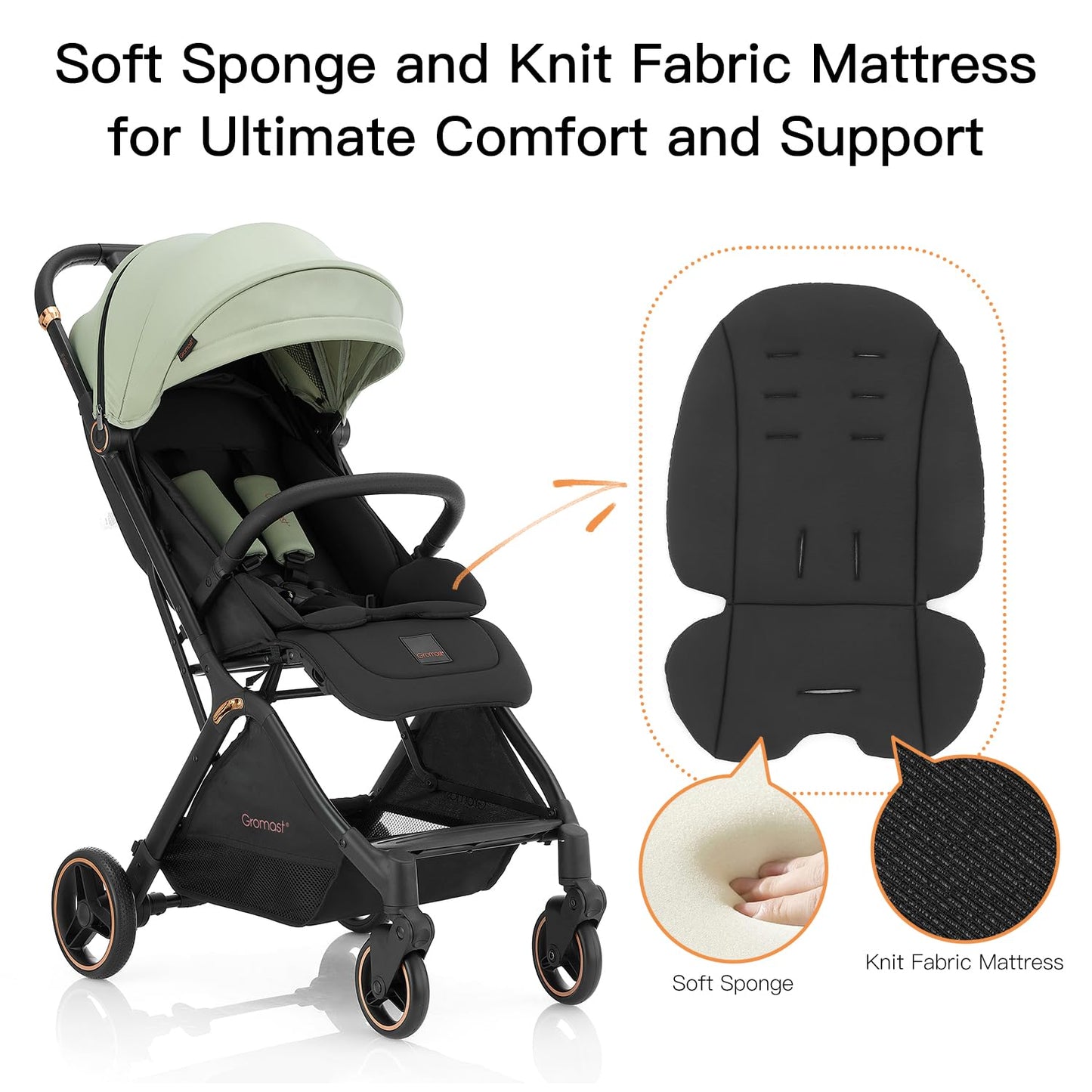 Gravity Folding Baby Stroller - Portable Toddler Stroller W/Adjustable Backrest & Canopy, Lightweight And Uv Protected, One-Hand