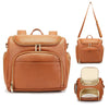 Leather Diaper Bag Backpack With Changing Pad - Multi-Function Large Capacity Baby Bag With Adjustable Shoulder Strap & Stroller