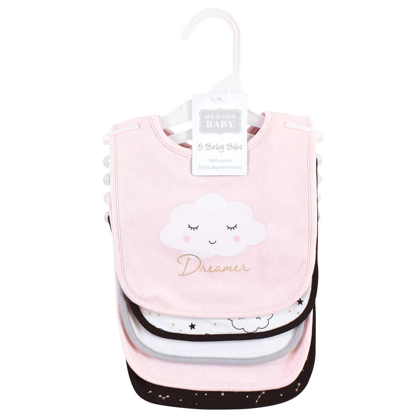 Hudson Baby Unisex Baby Cotton Bibs, Dreamer, One Size