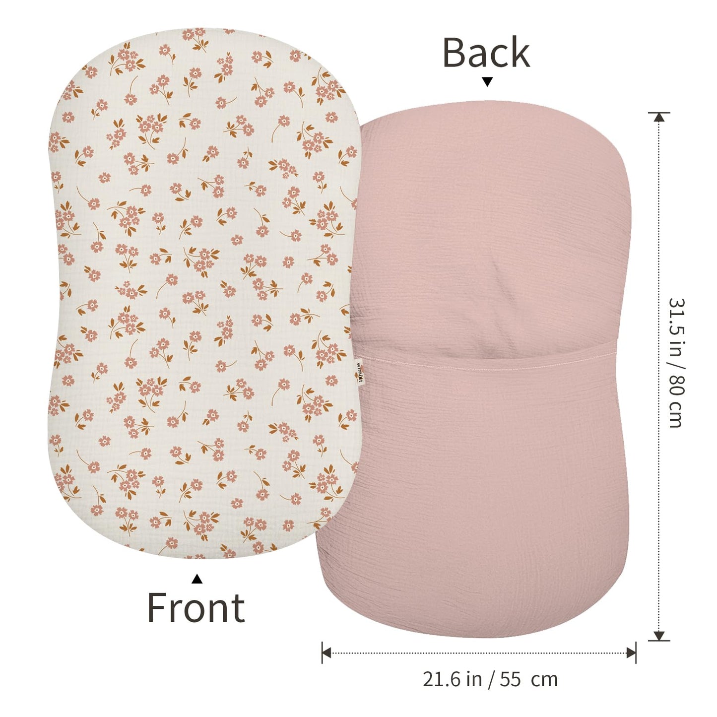 Muslin Baby Lounger Cover 2 Pack, Soft Breathable Newborn Lounger Pillow Cover For Boys Girls Infant