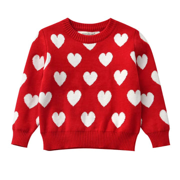 Baby Girl Valentine'S Day Outfit Toddler Kids Love Long Sleeve Knit Sweater Crewneck Pullover Sweatshirt Tops (Red1, 4T)