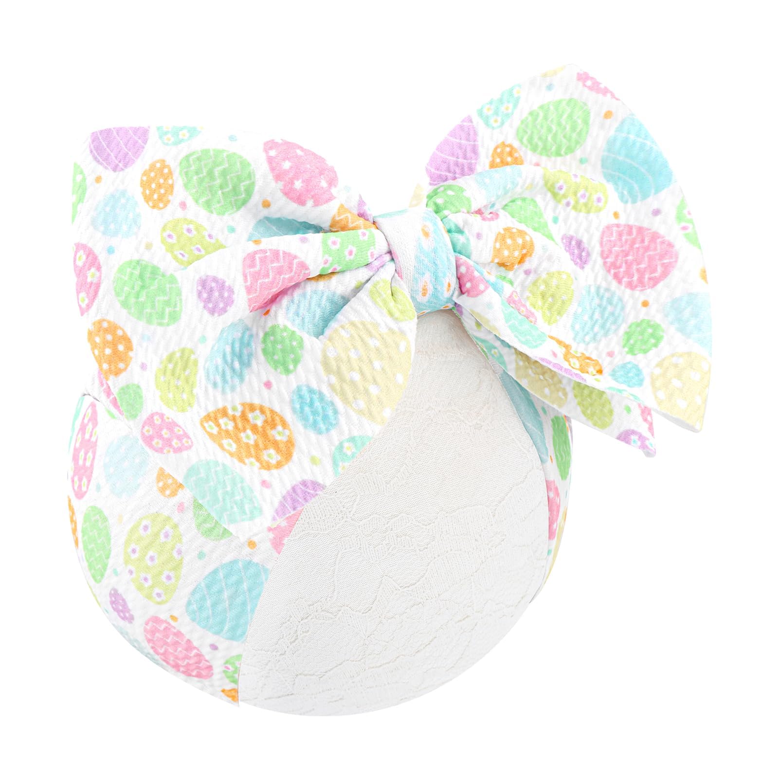 Yanjie 7' Easter Baby Girl Bows Egg Headband Easter Hair Bows Large Easter Baby Headband Toddler Girls Hair Accessories Infant