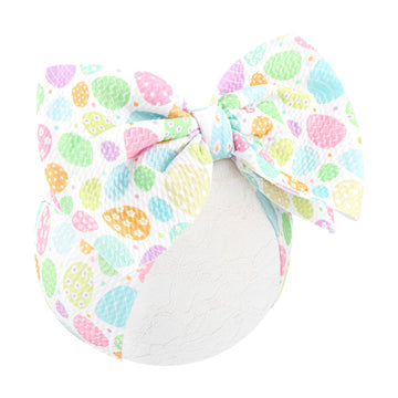 Yanjie 7' Easter Baby Girl Bows Egg Headband Easter Hair Bows Large Easter Baby Headband Toddler Girls Hair Accessories Infant