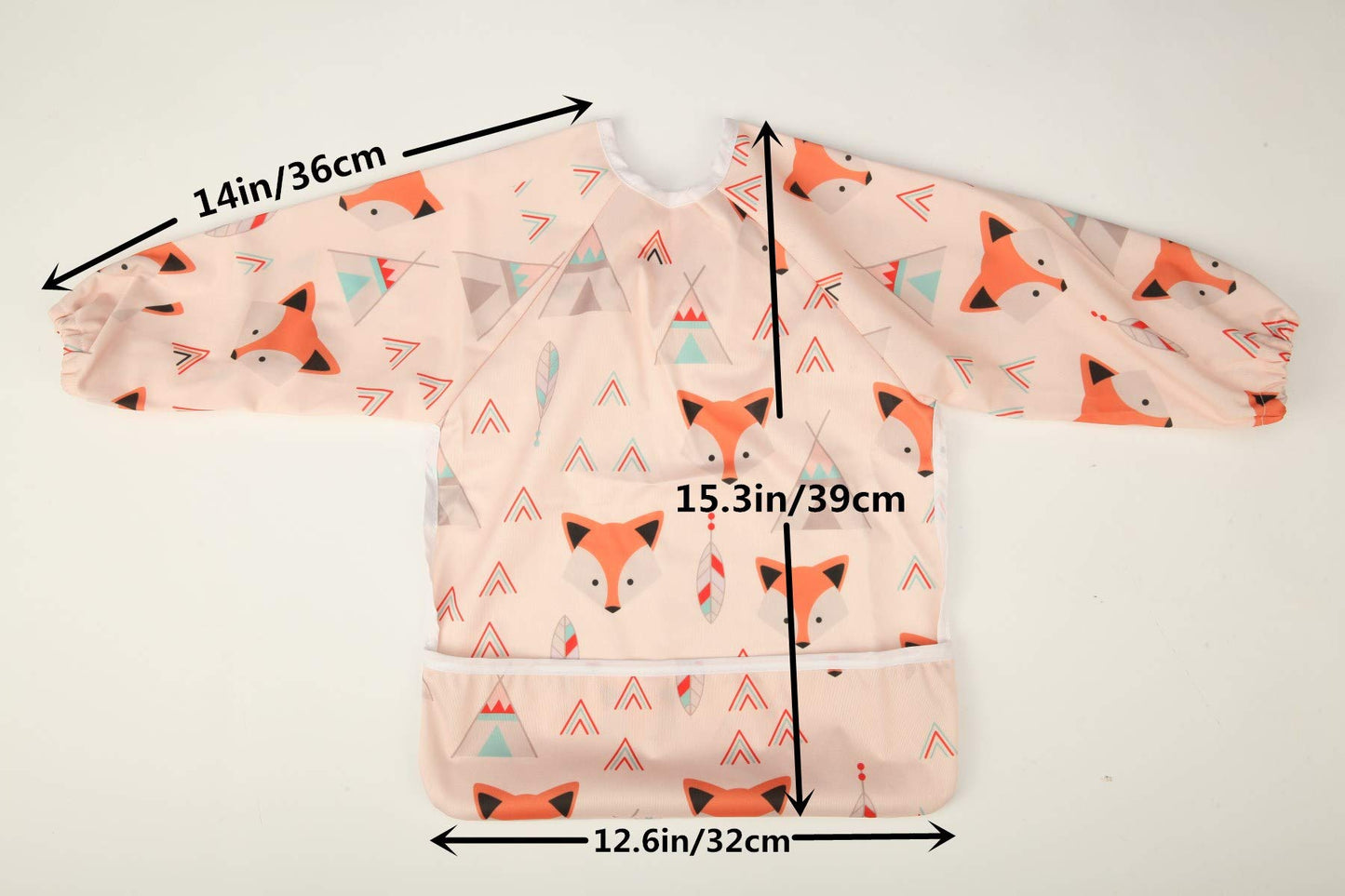 Sigzagor Baby Bib Long Sleeved Shirt With Pocket 1-3 Years Old Toddler For Boys (Green Dinosaurs)