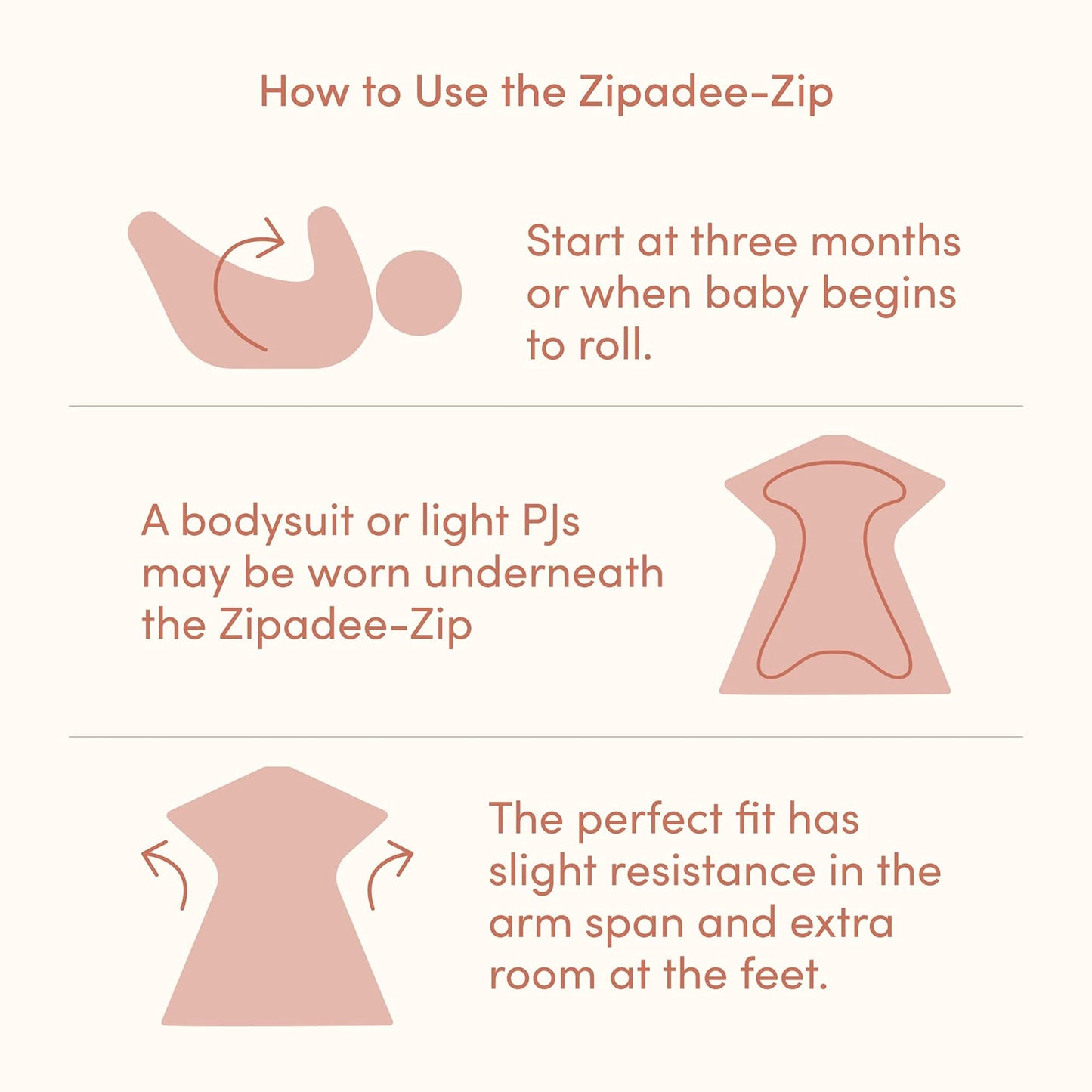 SleepingBaby Zipadee-Zip Transitional Swaddle Sack, 3-6 Month - Roomy Zipper Swaddle for Easy Diaper Changes and Proper Hip Deve