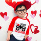 Valentines Shirts For Girls 6T Boys Valentine'S Day Monster Truck Heart Graphic Kids Tees Raglan Toddler Long Sleeve Tops Red