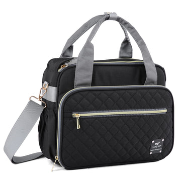 Gogoso Crossbody Small Diaper Bag, Cute Mini Baby Diaper Tote Bags With Insulated Pockets For Traveling Outdoor Parent, Black