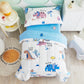 Joyreap 4 Piece Cotton Toddler Bedding Set, Colorful Dinosaurs On White Reversible Design, Includes Quilted Comforter, Fitted Sh