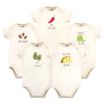 Touched By Nature Unisex Baby Organic Cotton Bodysuits, Taco, 12-18 Months