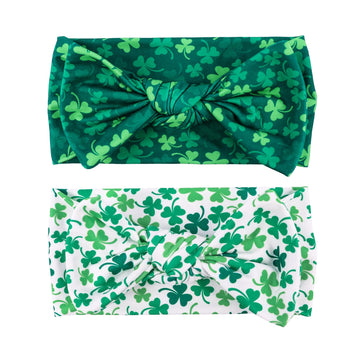Lemonspace Handmade St.Patrick'S Day Baby Headbands Toddler Green Bow Shamrock Print Hairbands Baby Girl Bows Infant Hair Access