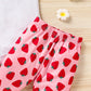 Grnshts Baby Girl Birthday Clothes One Letter Short Sleeve Romper+Strawberry Print Flared Pants+Headband 3Pcs Cake Smash Outfits