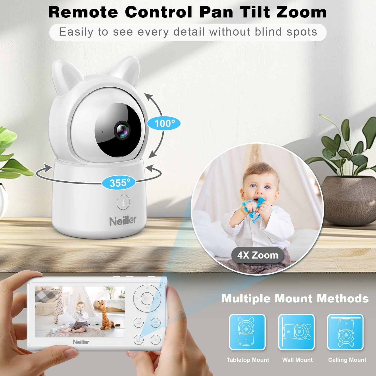 Baby Monitor, 4.3' Video Baby Monitor With 1080P Camera, Smart 2.4G Wifi Audio Monitor With Remote Ptz, Night Vision, 2-Way Tal