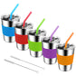 Vermida Kids Cups with Straws and Lids, 5 Pack 12oz Spill Proof Toddlers Straws Tumbler with Lids, Stainless Steel Sippy Cups wi