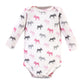 Hudson Baby Unisex Bodysuits Cotton Long-Sleeve Pink Moose, 6-9 Months, Pink Moose 3-Pack, 6-9 Months Us