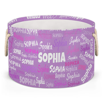 Custom Round Storage Basket, Books Shelf Basket, Lavender Purple Family Clothes Towel Storage Bin for Nursery, Gift Baskets, Col