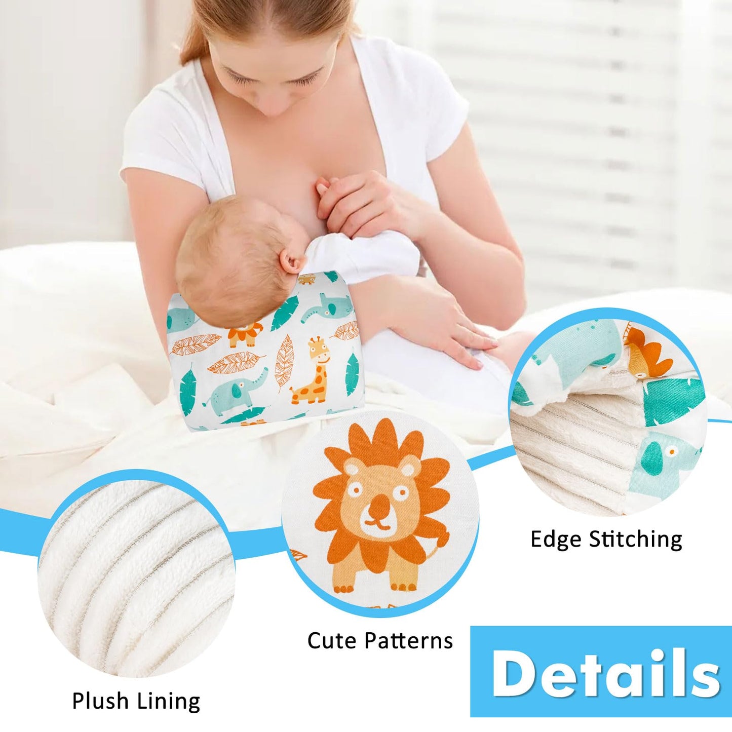 Povkufii Baby Nursing Arm Breastfeeding Pillow Adjustable Nursing Pillow Soft Nursing Arm Pillow Baby Feeding Pillow(White Anima
