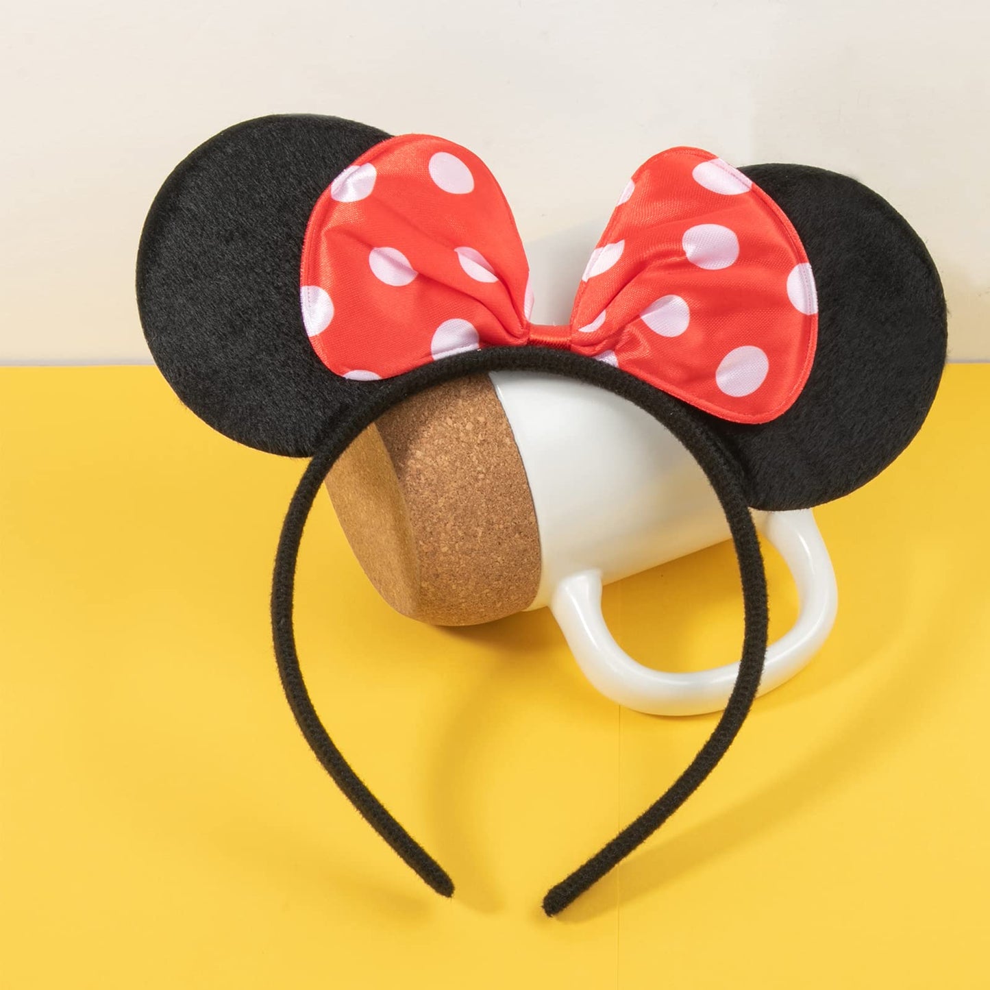 Chuangqi 1Pcs Mouse Ears Headband Polka Dots Bow For Birthday Party, Party Favors (Xc38)