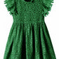 2Bunnies Girl Baby Toddler Vintage Lace Pom Pom Flutter Sleeve Easter Birthday Outfit Dress (Green, 12M)