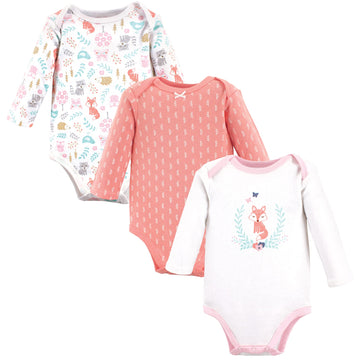 Hudson Baby Unisex Baby Cotton Long-Sleeve Bodysuits, Woodland Fox, 6-9 Months