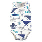 Touched By Nature Unisex Baby Organic Cotton Bodysuits, Mystic Sea, 3-6 Months