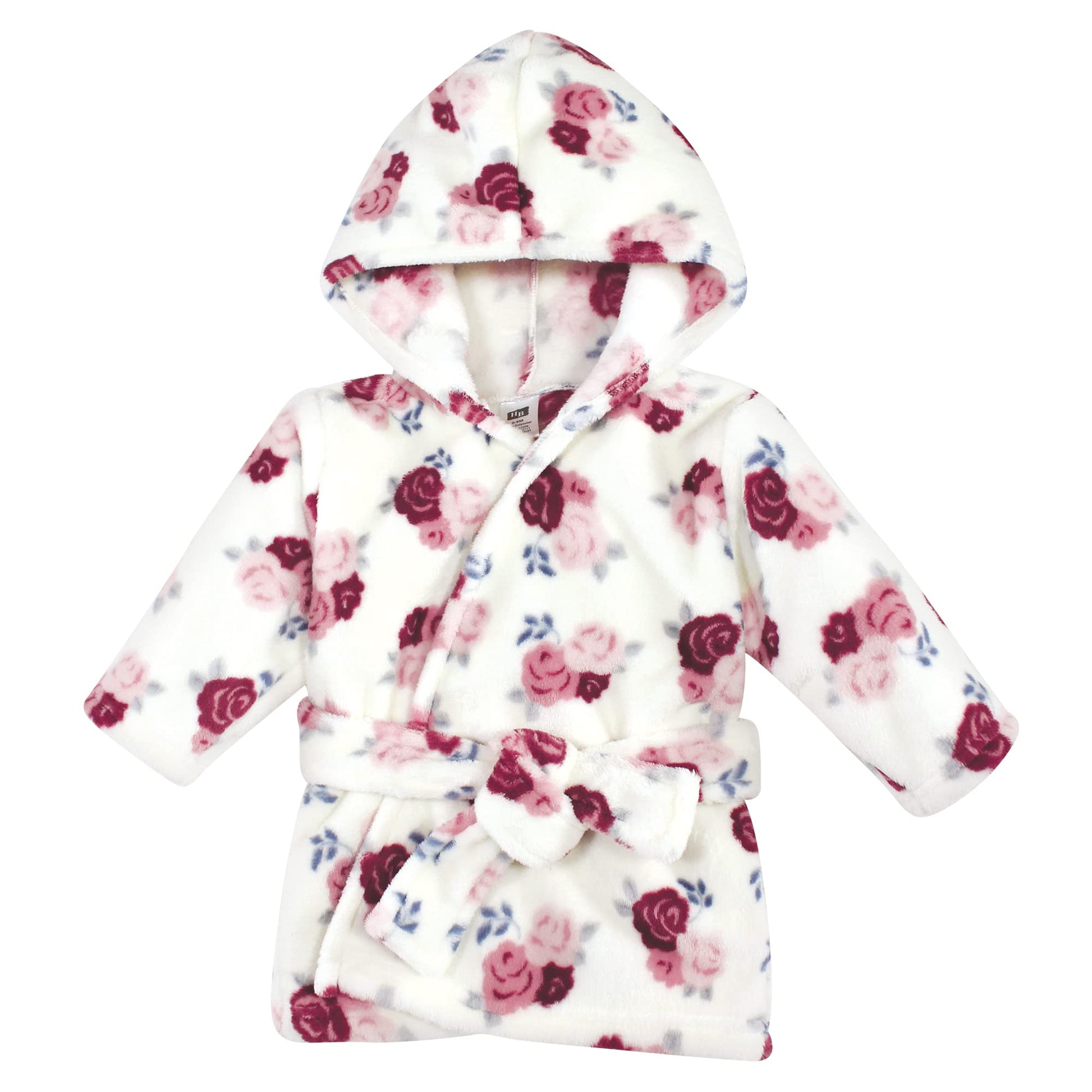 Hudson Baby Unisex Baby Plush Animal Face Bathrobe, Floral, 0-9 Months