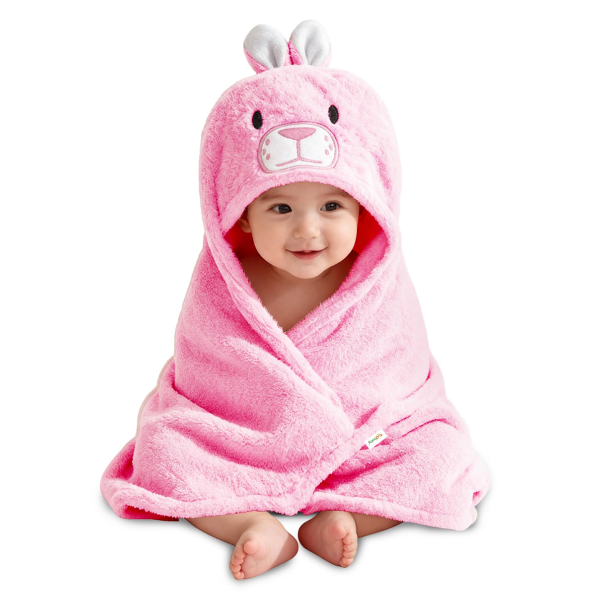 Oyo Baby BabyS Super Soft Fleece Wrapper Rabbit Blanket Cum Towel Robe With Hood, Baby Swaddle Wrap, Size 80 X 80 Cm, (Pink Rab