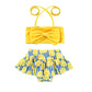 Jeelligular Toddler Baby Girl Swimwear Bowknot Stripe Swimsuit Bathing Suit 2Pcs Bikini Set Outfits Summer (18-24 Months, Lemon)