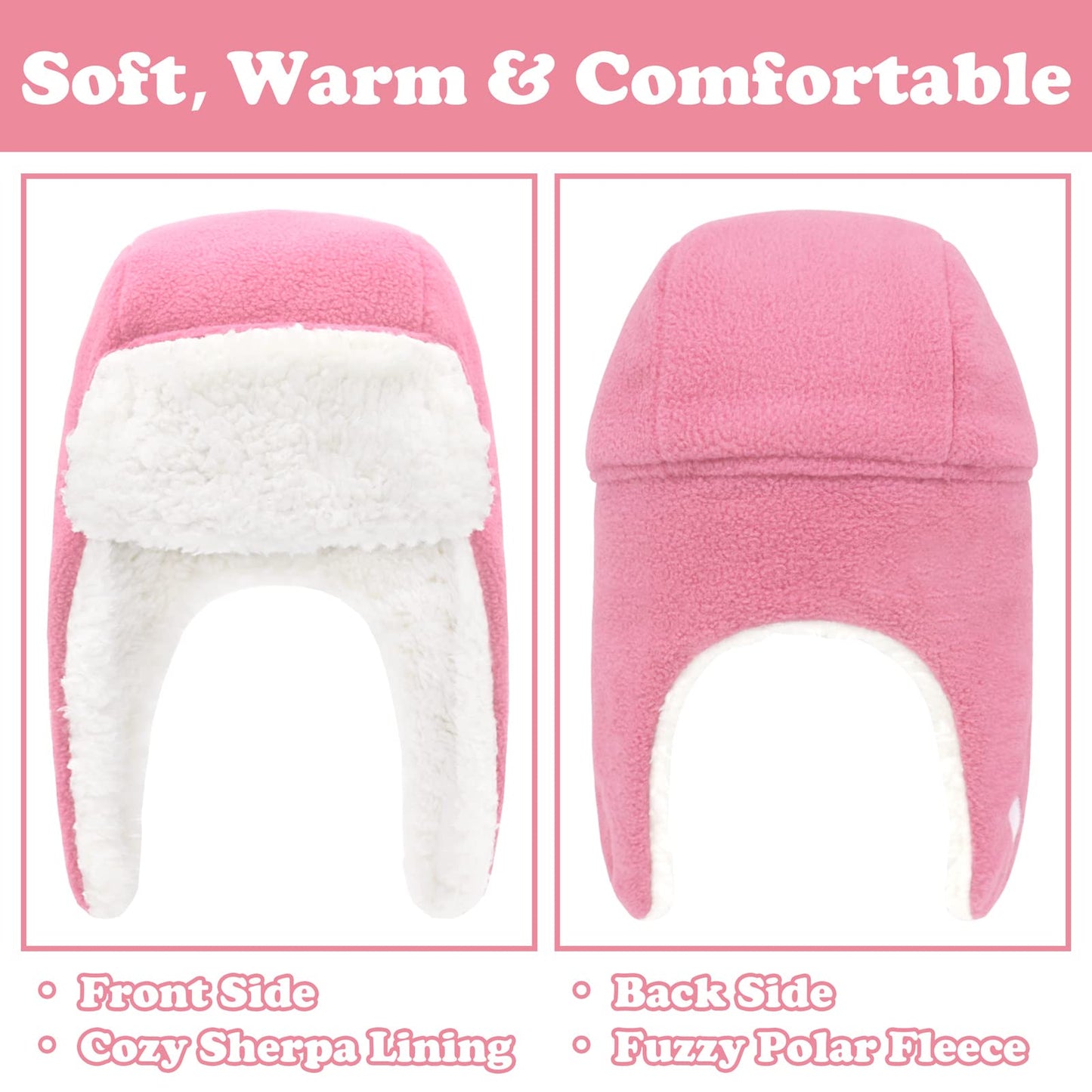 Baby Girl Winter Hat Toddler Hat And Gloves Set Baby Hats And Mittens Sherpa Lined Toddler Hats For Boys Pink 12-24 Months