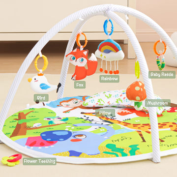 Baby Play Gym, Ibabejoy Activity Play Mat For Newborn To Toddler, Stage-Based Sensory & Motor Skills Development, 7In 1 Non Slip