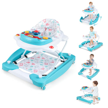 Baby Joy 6-In-1 Baby Walker, Baby Walker With Wheels, Adjustable Height, Music, Lights, Rocker Mode, Baby Activity Walker, Baby
