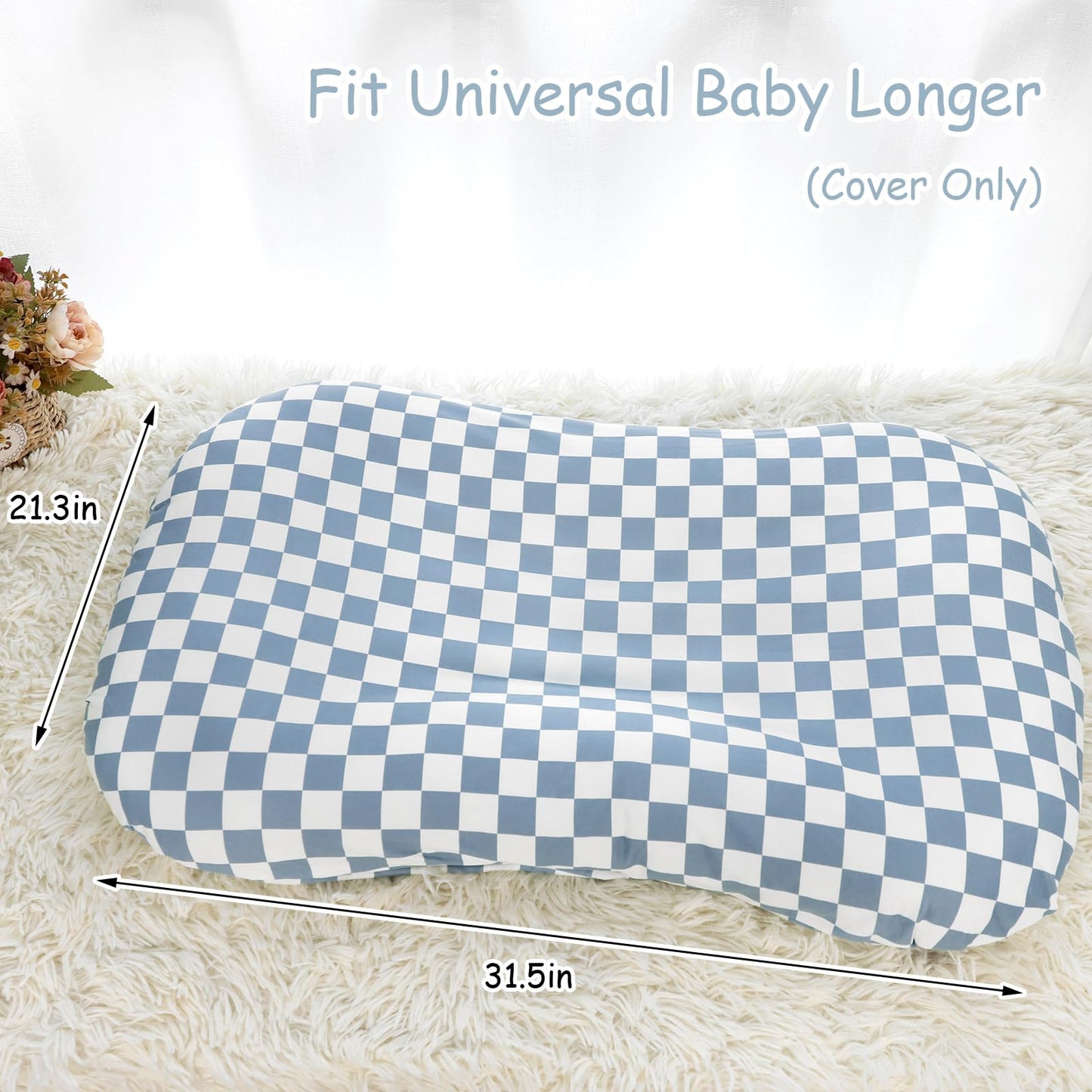 Dilimi Baby Lounger Cover For Boys And Girls, Removable Cover Ultra Soft Comfortable Lounger Slipcover, Blue Checkerboard (Loung
