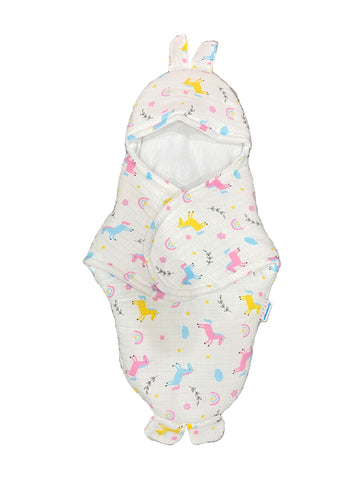 mittenbooty Bunny Wrapper or Swaddle in Ultra Soft Unicron Muslin Fabric Multicolour
