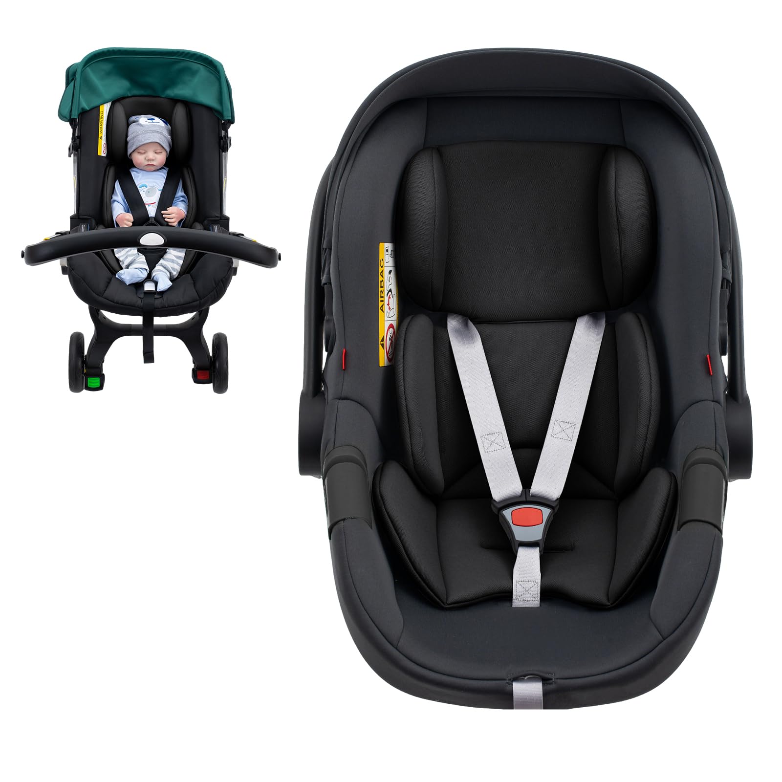 Infant Car Seat Insert, Ultra-Thick Carseat Head Support for Newborn, Breathable Mesh Baby Car Seat Cushion with Filled Sponge, 
