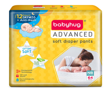 Babyhug Polyethylene Advanced Pant Style Diapers New Born (Nb) Size  64 Pieces
