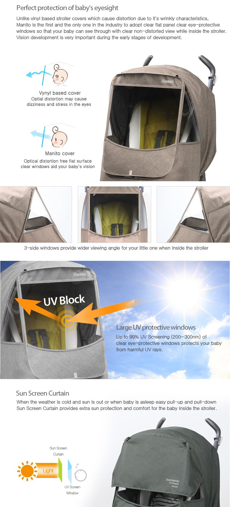 Manito Melange Alpha Stroller Weather Shield (Black Grey)