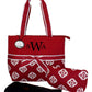 Sazybee 3 Piece Diaper Tote Bag Set - Custom Embroidery Available (Monogrammed Burgundy Medallions)