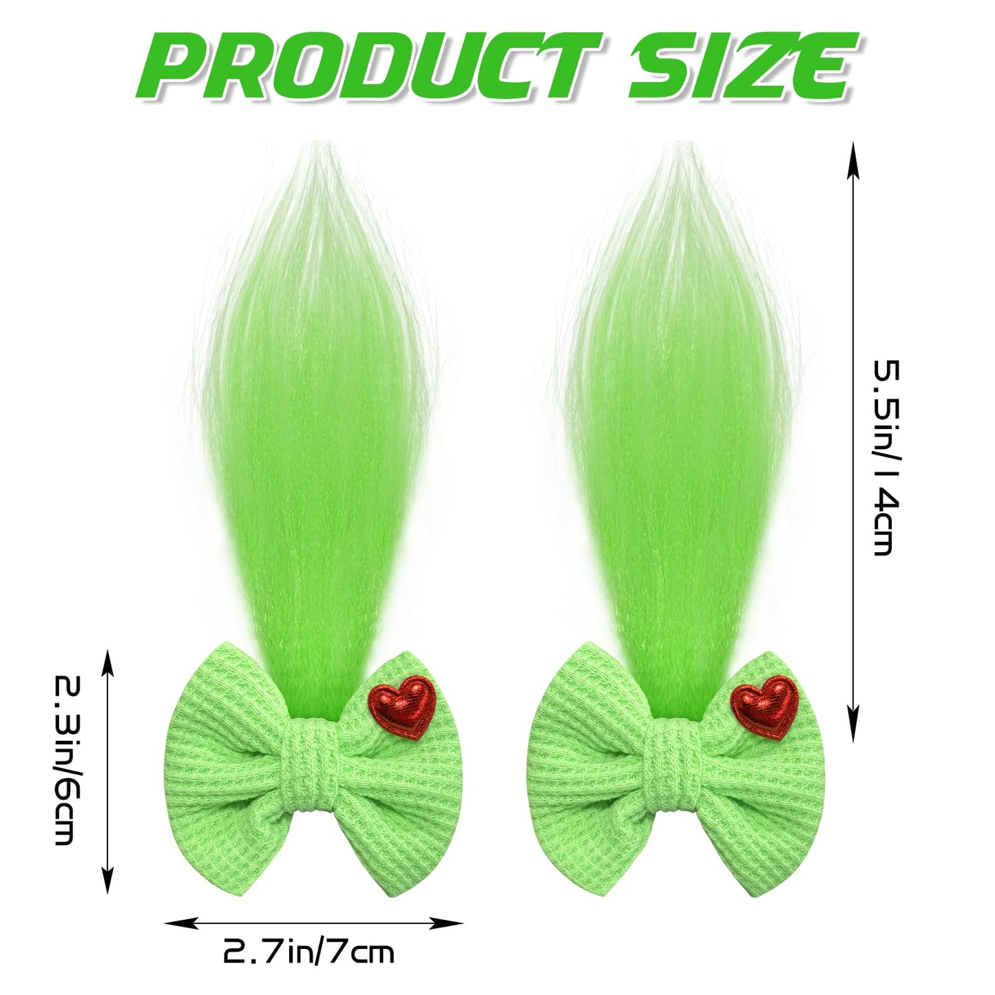 Green Furry Hair Bow Christmas Hair Clip For Girls Women Halloween Hair Clip Halloween Cosplay Costume Accessories Props
