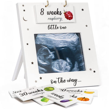 Ultrasound Picture Frame, Sonogram Picture Frame With Belly Bump Fruit And Vegetable Signs, Expecting Parents To Be Unique Gifts