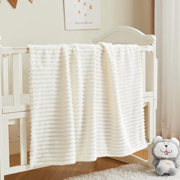 Bedelite Baby Blankets For Boys Girls - 3D Ribbed Jacquard Cute Fuzzy Fleece Blanket, Warm And Breathable Soft Cozy Infant Toddl