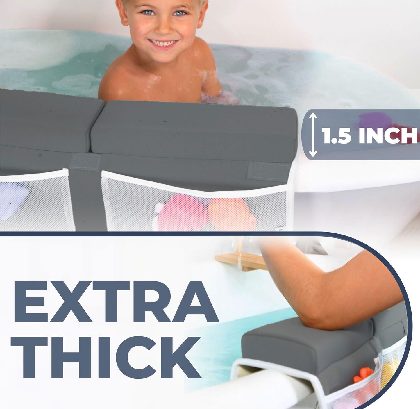 Toodly Baby Bath Kneeler And Elbow Rest Pad Set - Baby Bath Support For Knees And Elbows - Bath Kneeler Pad With Memory Foam And