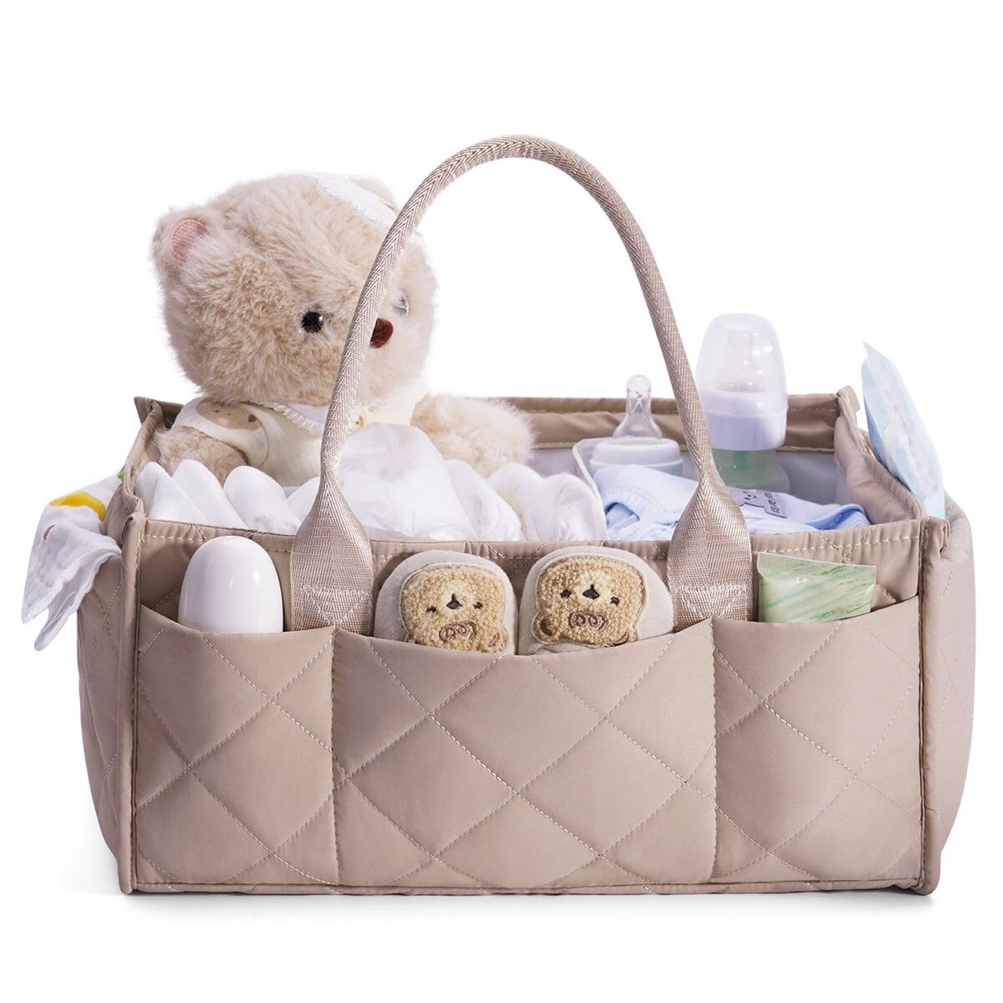 CEI-CEI Baby Diaper Caddy Organizer with Removable Dividers, Large Portable Nursery Storage Basket for Newborn Essentials, Chang