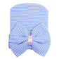 Zando Newborn Hospital Hat Toddler Beanie Baby Boy Girl Knot Headbands With Big Bows Infant Baby Nursery Caps White & Blue & Pin