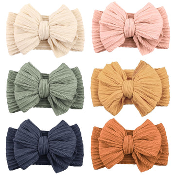 ALinmo 6 Pack Baby Headbands Super Soft Stretchy Nylon Hair Bands Hair Bows Hair Accessories for Baby Girls Newbrons infants Tod