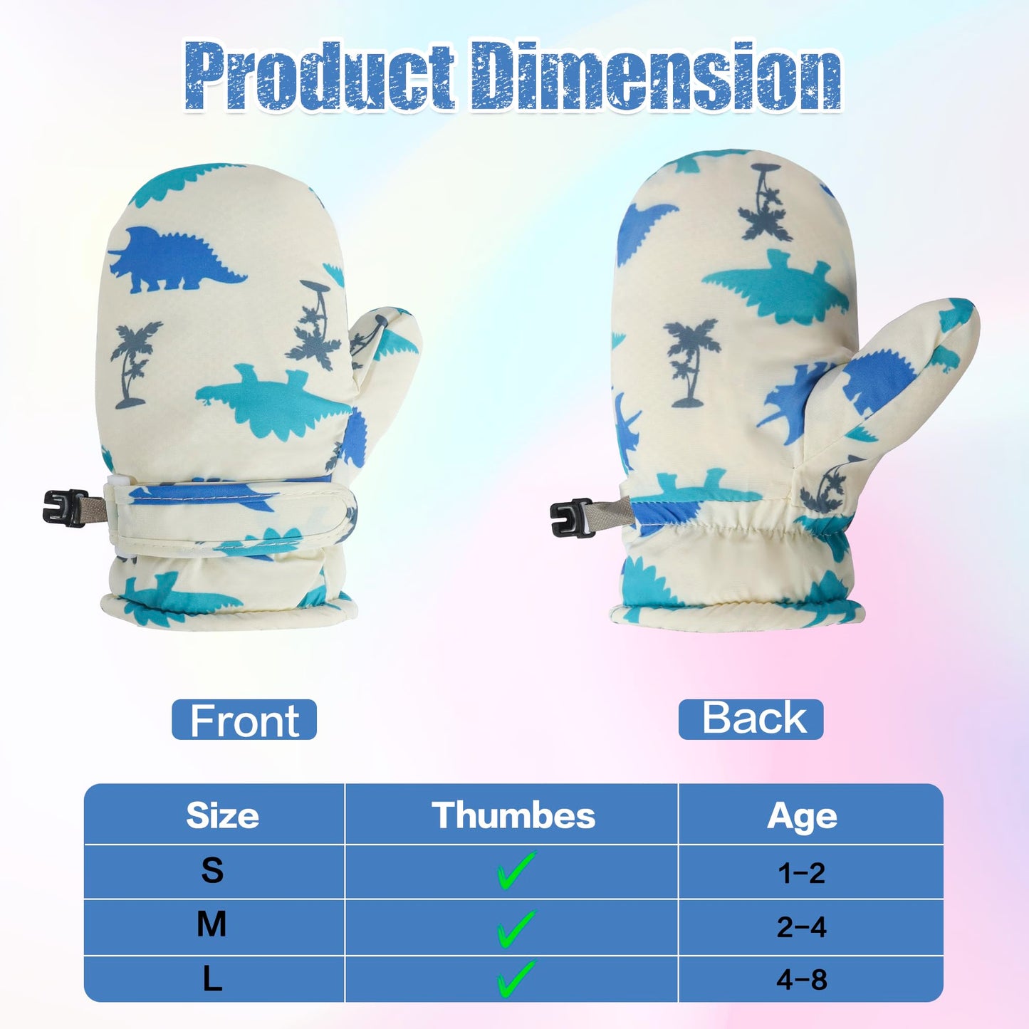 Fynnsure Toddler Mittens Baby Waterproof Snow Gloves Kids Mittens Ski Snow Gloves Cold Weather Mittens For Boys Girls Ivory Whit