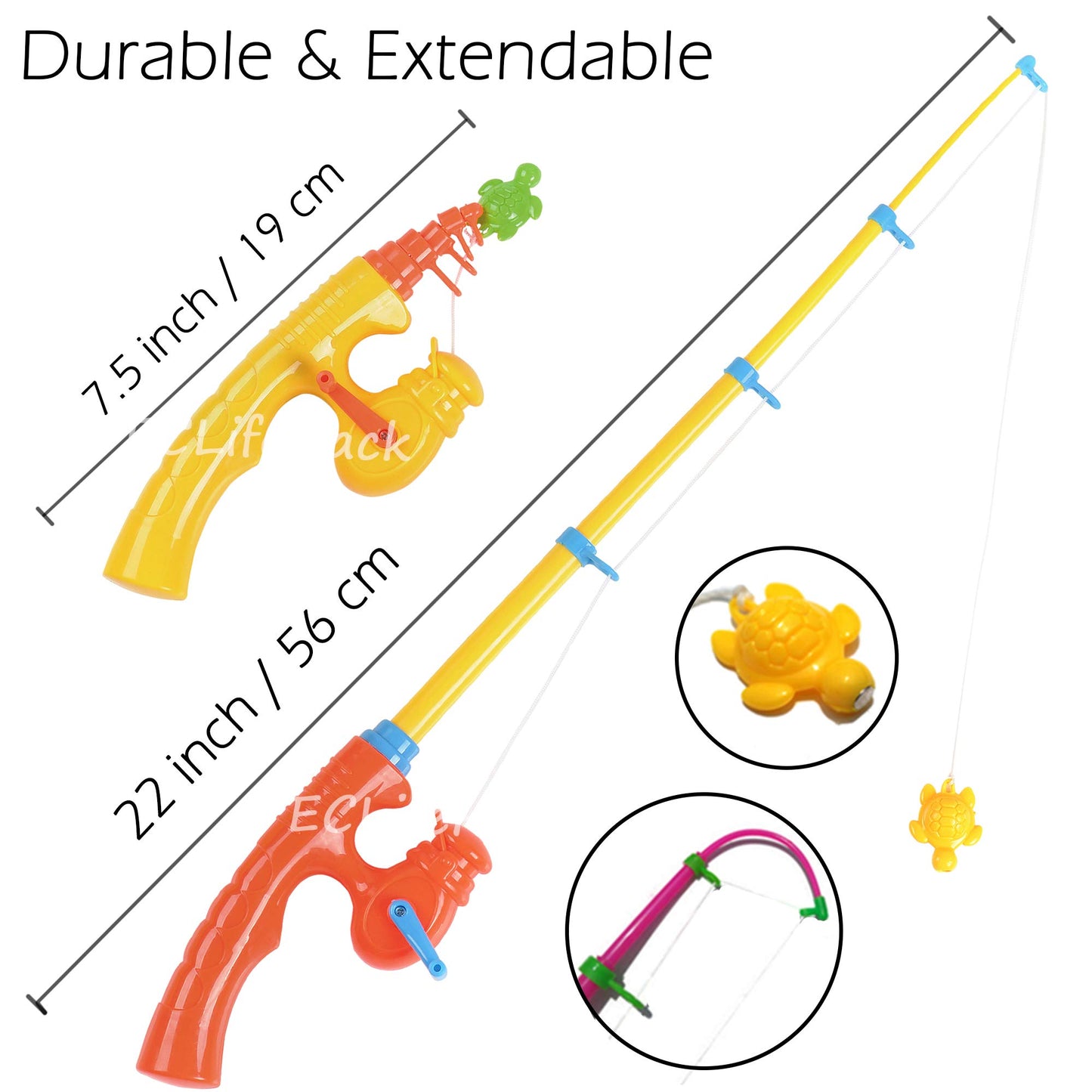 CozyBomB Magnetic Fishing Toys Game Set for Kids | Water Table Bathtub Kiddie Pool Party with Pole Rod Net, Plastic Floating Fis
