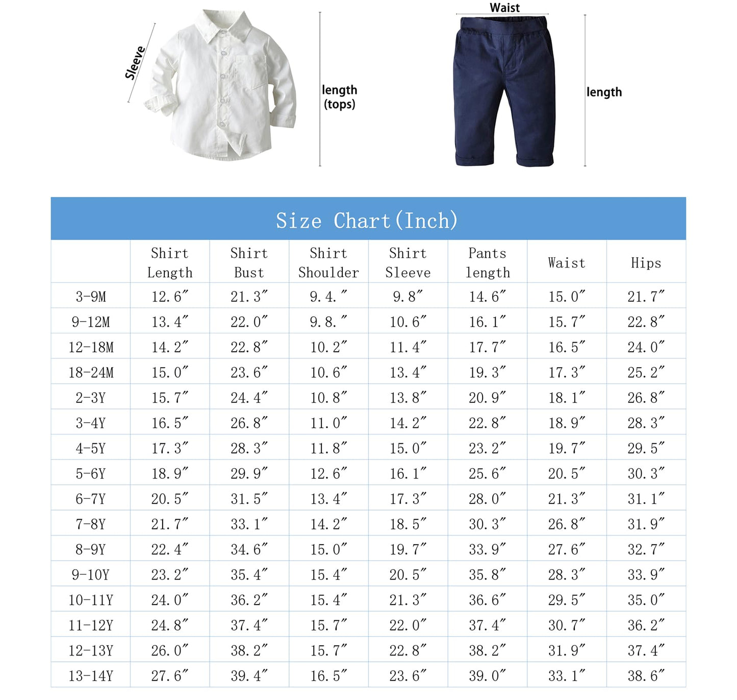 Sangtree Baby Boys Clothes, Long Sleeve Button Down Dress Shirt With Bowtie + Suspender Pants For Boy, 7# White, Tag 120 = 3-4 Y