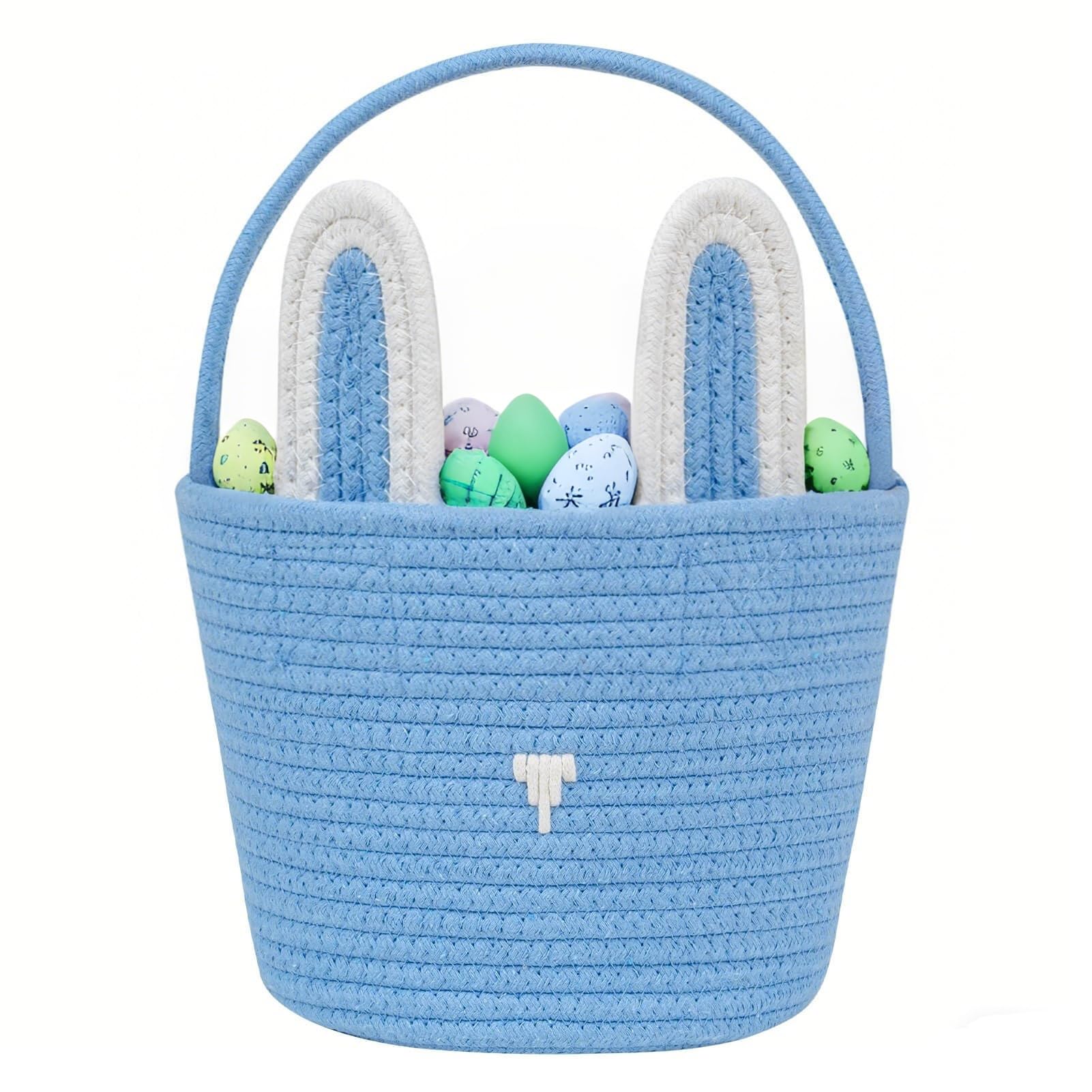 Easter Basket,Bunny Easter Baskets,Easter Buckets For Kids Girls Boys Easter Egg Hunting Basket,Bunny Rabbit Easter Tote Bags Fo