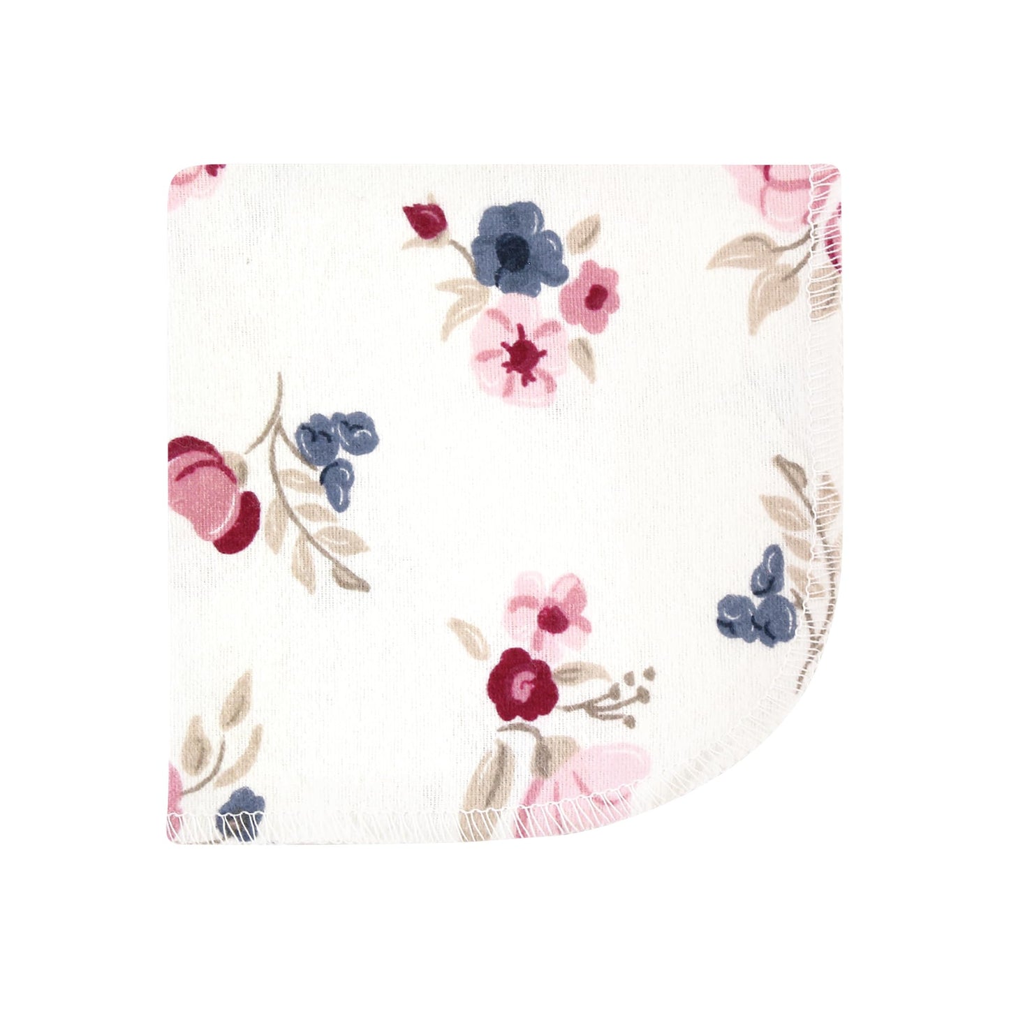 Hudson Baby Unisex Baby Flannel Cotton Washcloths, Dusty Rose Floral 10 Pack, One Size
