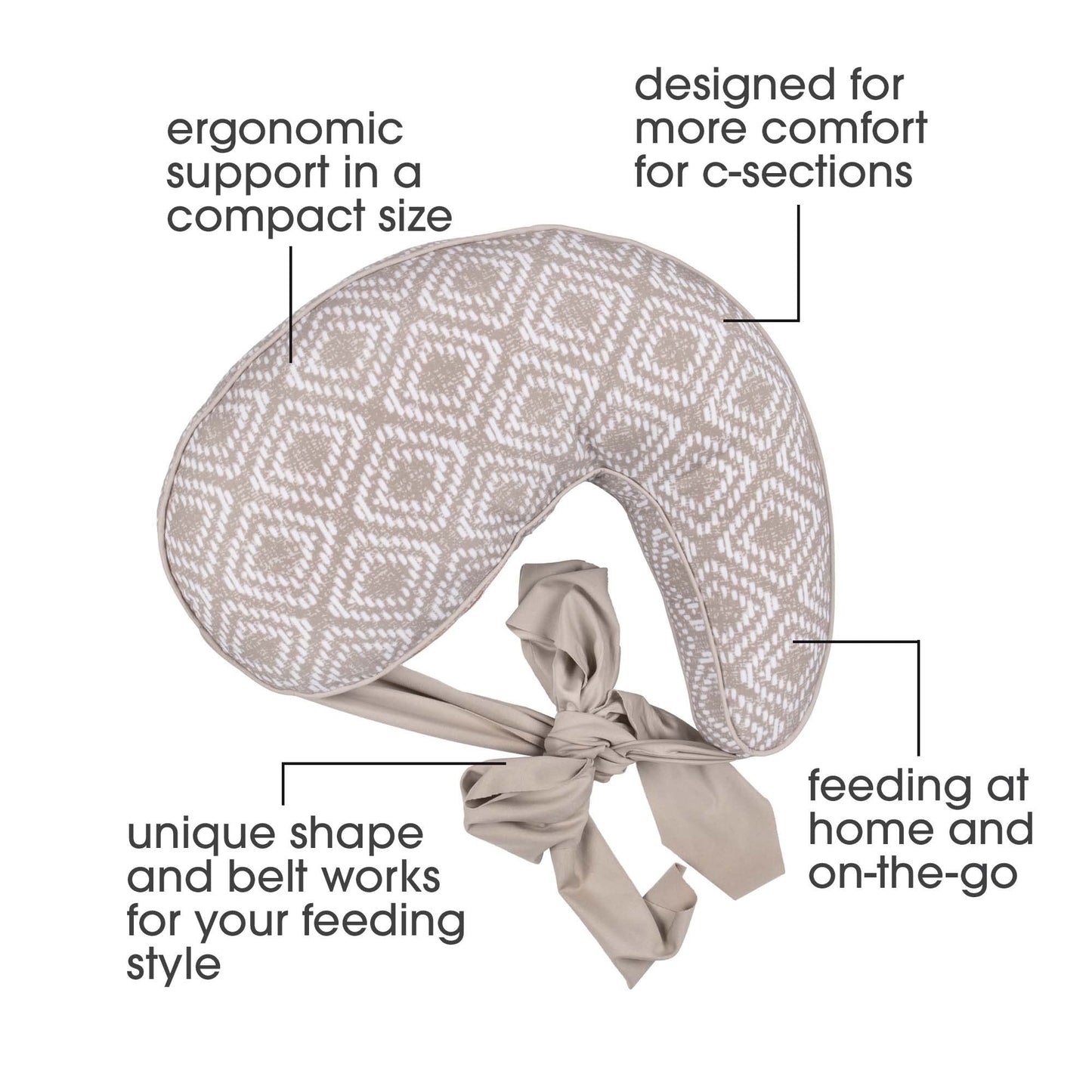 Boppy Anywhere Travel Nursing Pillow, Latte Rattan, Plus Sized To Petite With Stretch Belt, Portable Nursing Pillow, Breastfeedi