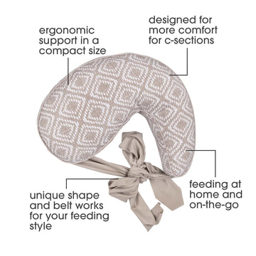 Boppy Anywhere Travel Nursing Pillow, Latte Rattan, Plus Sized To Petite With Stretch Belt, Portable Nursing Pillow, Breastfeedi